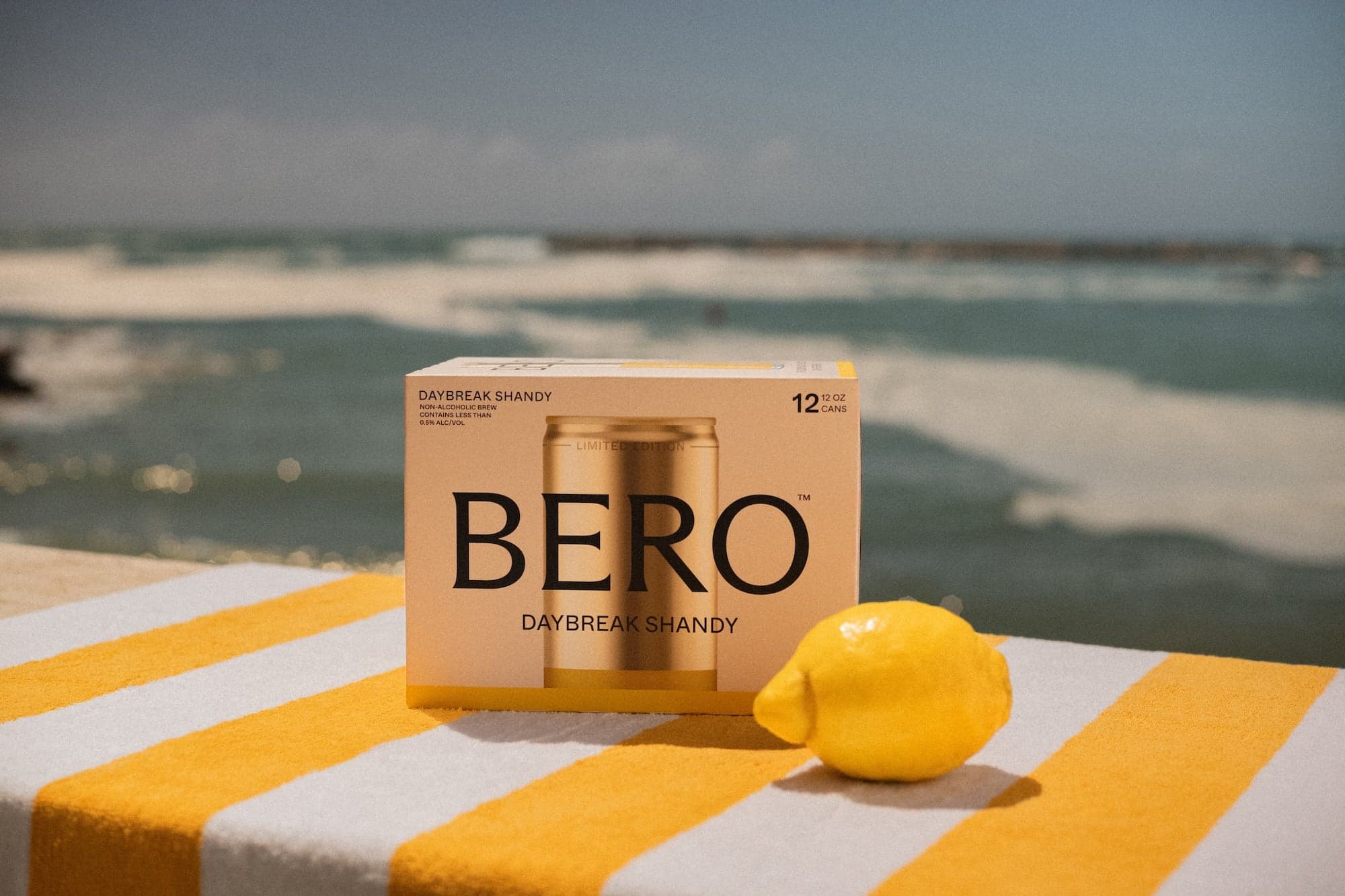 BERO Daybreak Shandy campaign artwork by the coast